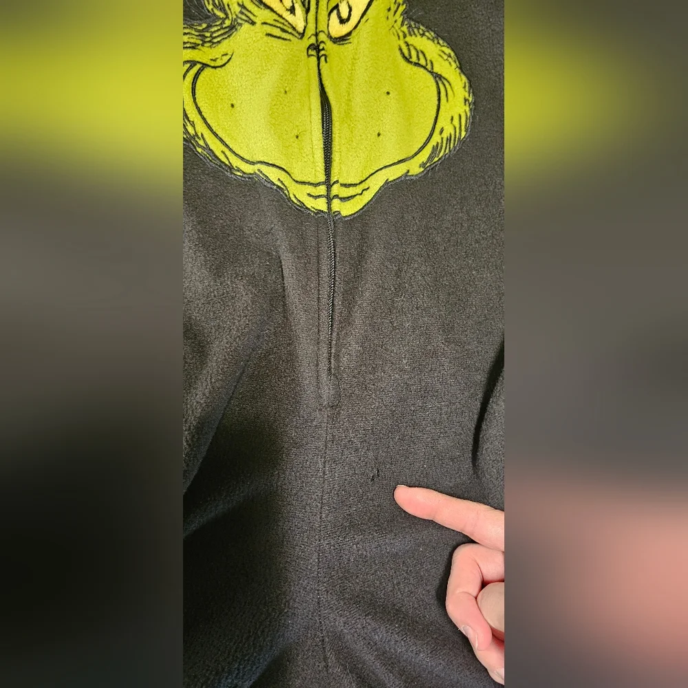 The Grinch One Piece Pajama Zip Up Size Tag Missing Size Youth Large